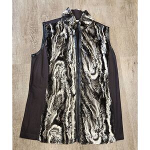 Susan Graver Black and White Faux Fur Vest